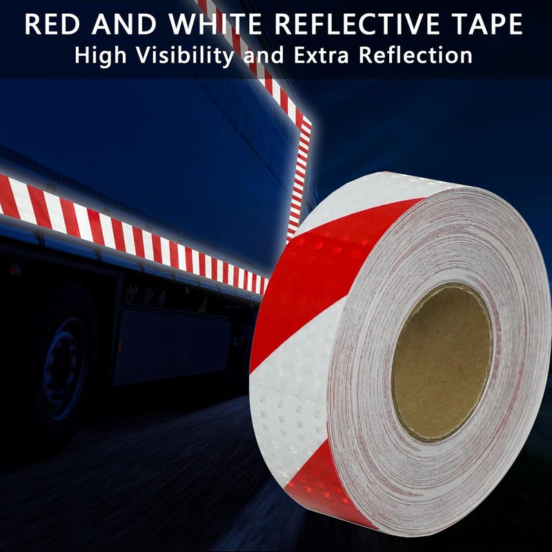 SWRT 2 Inch X 160 FT Reflective Tape Outdoor Waterproof Red & White Reflective Strong Adhesive Caution Hazard Warning Reflector Conspicuity Tape for Trailer Sign (Pack of 2) - Image 2
